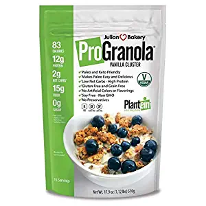 Julian Bakery ProGranola Cereal | Vegan | Vanilla Cluster | 12g Protein | 2 Net Carbs | Gluten-Free | Grain-Free | 15 Servings