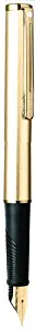 Sheaffer Agio Compact Fountain Pen Medium Nib with Cartridges, Angle Brushed 22K Gold Plate Finish with 22K Gold Plate Trim (SH/9001-0)