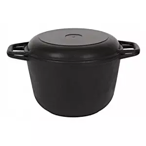 Cast Iron Dutch Oven with Dual Handles 3-Litters / 3-Quart, Casserole with Pan/Lid. 100 fl.oz.