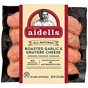 Aidells Smoked Chicken Sausage, Roasted Garlic & Gruyere Cheese, 12 oz. (4 Fully Cooked Links)