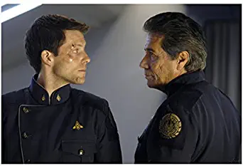 Battered Lee 'Apollo' Looking at Admiral William Adama in Formal Dress - Battlestar Galactica 8x10 Photograph - HQ - BSG