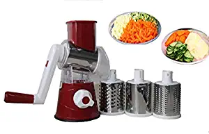 HWAAY 3-Blade Replaceable Manual Rotating Cabbage Cheese Slicer (Red)
