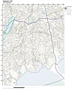 ZIP Code Wall Map of Baldwin, NY ZIP Code Map Laminated