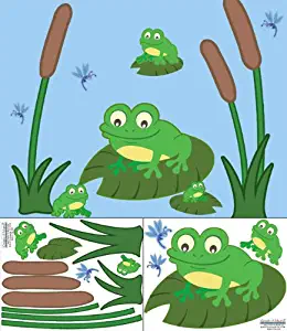 Create-A-Mural Cute Frog Decals Wall Stickers ~ Perfect for Nursery, Baby Room, Preschool, etc.