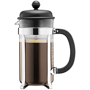 Bodum Caffettiera French Press Coffee Maker, Black Plastic Lid and Stainless Steel Frame, 8-Cup, 34-Ounce