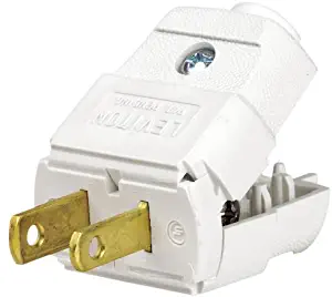 Leviton 101-WP 15 Amp, 125 Volt, NEMA 1-15P, 2P, 2W, Plug, Straight Blade, Residential Grade, Polarized, Non-Grounding, White