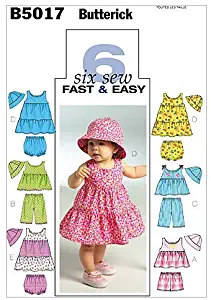 BUTTERICK PATTERNS B5017 Infants' Top, Dress, Panties, Shorts, Pants and Hat