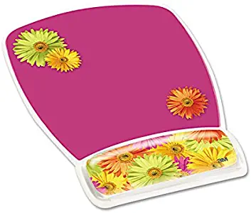 3M MW308DS Fun Design Clear Gel Mouse Pad Wrist Rest, 6 4/5 x 8 3/5 x 3/4, Daisy Design