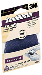 3M(TM) SandBlaster(TM) Mouse Sandpaper Sheets 9671ES-30-B, 80 grit, 4/pk