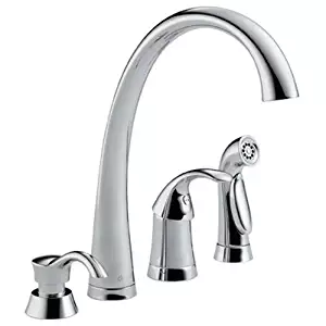 Delta 4380-SD-DST Pilar Single Handle Kitchen Faucet with Spray and Soap Dispenser, Chrome