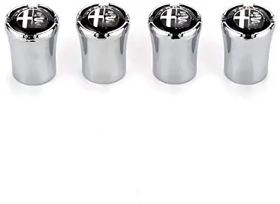 Bzqq A Set of 4 Zinc Alloy Alfa Romeo Logo Tire Valve Stem Caps（Silver）