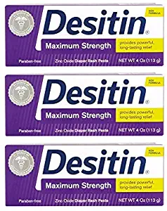 Desitin Maximum Strength Diaper Rash Paste 4 oz tube (Pack of 3)