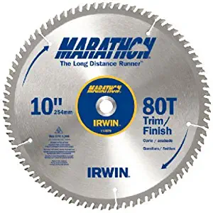 IRWIN Tools MARATHON Carbide Table / Miter Circular Blade, 10-Inch, 80T (14076)