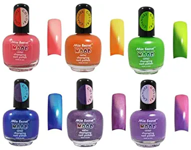 Mia Secret Mood Nail Lacquer Color Changing Nail Polish 6pc Set (6 Different Colors) Full Size Nail Polish