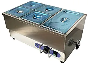 INTBUYING 5-Pot Food Warmer Steam Table Stainless Steel 110V