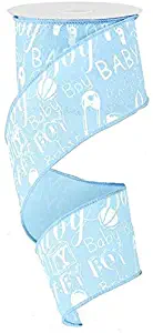 Baby Boy Gender Reveal Ribbon - 2 1/2" x 10 Yards, Baby Blue Wired Edge Ribbon, Baby Wreath, Easter, Baby Shower Banner, It's a Boy, Adoption, Welcome Little One, Diaper Cake, Daycare