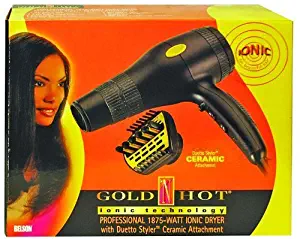 Gold N Hot GH2240 Professional 1875 Watt Ionic Hair Dryer with Duetto Styler Ceramic Attachment