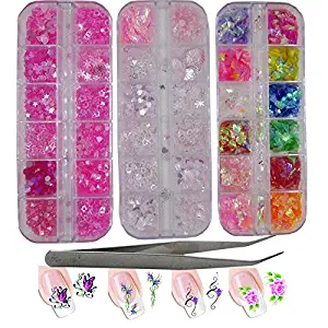 Iridescent Chunky Glitter Nail Sequins Nail Art Decoration Kit, Festival Face Painting Makeup Body Glitters, Star Heart Moon Rainbow Ice Flake Confetti Glitter Flakes (Glitter C)