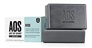 Art of Sport Body Bar Soap (2-Pack), Rise Scent, with Activated Charcoal, Tea Tree Oil, and Shea Butter, 3.75 oz