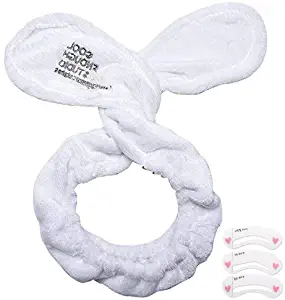 Coobbar 1Pc Cute Big Rabbit Ear Soft Towel Hair Women Girl Band Wrap Headband For Bath Spa Make Up (White)