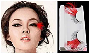 Dorisue Red Feather Eyelashes Halloween eyelashes Sexy Feather Lashes RED Winged Costume Color Extra Extension false Eye Makeup Party Show Dramatic