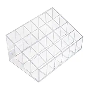 Onwon Transparent Cosmetic Makeup Organizer Clear 24 Lattices Lipsticks Cosmetic Lotion Makeup Organizer Storage Display Holder Stand