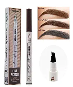 2 Pcs Tattoo Eyebrow Pen, Waterproof Microblading Eyebrow Tattoo Pencil with a Micro Fork Tip Applicator Creates Natural Looking Brows Effortlessly and Stays on All Day for Eyes Makeup (Dary grey)
