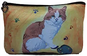 Cat Cosmetic Bag, Zip-top Closer - Yes, Salvador Really Does Paint! (Paw in the Paint - Cat)