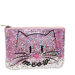 TUOSLAND Makeup Organizer Pouch Bag Pink Cute Make Up Case, Cosmetic Bag With Zipper Travel Accessories Multifunction Case Toiletry Bag For Woman And Girl(004)