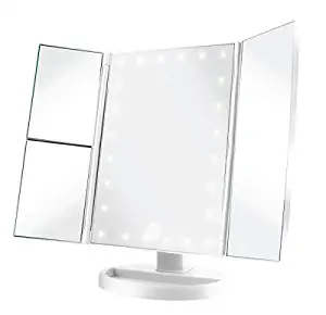 Vivitar MR-1305-WHT Cordless LED Light Up Vanity Mirror With LED Light, Lighted Vanity Mirror With Tray To Store Make-Up Items With 1x/10x Magnification, Battery Operated, Natural White Light, White