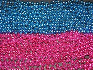 6 DOZEN (72) PINK/BLUE MARDI GRAS BEADS-BABY SHOWER/GENDER REVEAL- by Unknown