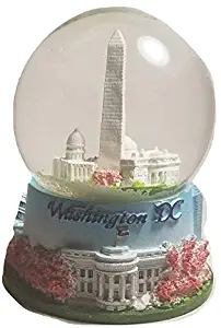 Cherry Blossom Themed Washington Monument, Jefferson Memorial, White House & U.S. Capitol Washington DC Decorative Snow Globe - Washington DC Souvenirs