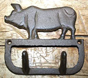 JumpingLight Cast Iron Antique Style Pig Coat Hooks Hat Hook Rack Towel HOG Piggy Cast Iron Decor for Vintage Industrial Home Accessory Decorative Gift