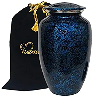 MEMORIALS 4U Memorials4u Forest Blue Cremation Urn for Human Ashes - Adult Funeral Urn Handcrafted - Affordable Urn for Ashes - Large Urn Deal