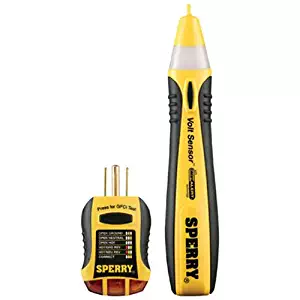 Sperry Instruments STK001 Non-Contact Voltage Tester (VD6504) & GFCI Outlet / Receptacle Tester (GFI6302) Kit, Electrical AC Voltage Detector, Yellow & Black