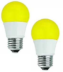 TCP 5 Watt LED Yellow Bug Light Bulbs | Energy Efficient (40W Equivalent) | A15 Yellow Bulb E26 Base | Non-Dimmable | Pack of 2