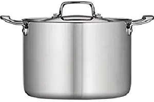 Tramontina 80116/556DS Stainless Steel Tri-Ply Clad Covered Stock Pot, 8-Quart, Made in China