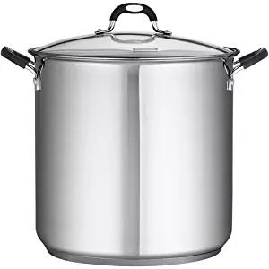 Tramontina 18/10 Stainless Steel 22-Quart Stockpot Covered with Clear Glass Lid, Silver