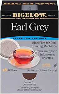 Bigelow Earl Grey Tea Pods 18-Count Box (Pack of 1) Black Tea Bags with Oil of Bergamot All Natural Gluten Free Rich in Antioxidants Individually Wrapped PODS