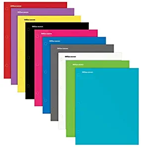 Office Depot Brand Laminated Two Pocket Glossy Folders, Assorted Colors, 10 Pack - 1 of Each Color