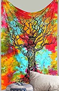 Jaipur Handloom Forest Tapestry Wall Hanging Tree Landscape Large Tapestries Trees Tapestry Nature Tapestry Bohemian Psychedelic Wall Decor for Dorm Room Bedroom Living Room