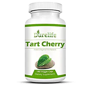 Tart Cherry Extract Supplement 180 Count 1,000 mg per Veggie Capsule By DureLife, It Is NON GMO - GLUTEN FREE And Full Of Antioxidants and Flavonoids, Support Immune System Muscles and Joint Health