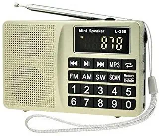 LCJ Portable FM AM SW Multiband Digital Mini Radio and Pocket USB Mp3 Music Stereo Player Speaker with Rechargeable Battery