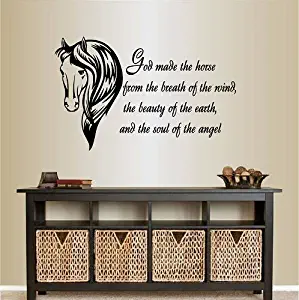 Wall Vinyl Decal Home Decor Art Sticker God Made The Horse from The… Phrase Quote Horse Head Animal Room Removable Stylish Mural Unique Design for Any Room 128