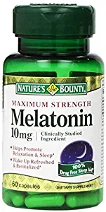 Natures Bounty Maximum Strength Melatonin 10 mg Capsules, 60 count (Pack of 3)