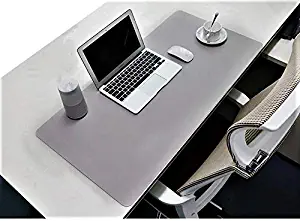 Desk Pad Desk Blotter Mats Office Table Protector Mat on Top of Writing Gaming Desks Laptop Computer Tabletop Desktop Cover Large Mousepad Pads Décor Accessories PU Leather Easy Clean Gray 17 x 36"