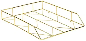 U Brands Desktop Letter Tray, Wire Metal, Gold