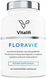 Floravie Premium Multi Strain Probiotic Supplement with Digestive Enzymes - 30 Billion CFU, 7 Dairy Free Non-Histamine Producing Strains of Good Bacteria for Women & Men - 60 Capsules