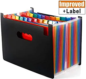 24 Pockets High Capacity Multicolour Accordian File Organizer Portable Stand Expandable Business Accordian Folders Plastic A4 Letter Size Expanding File Folder