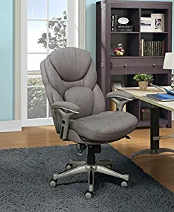 Serta Ergonomic Executive Office Chair Motion Technology Adjustable Mid Back Design with Lumbar Support, Light Gray Fabric